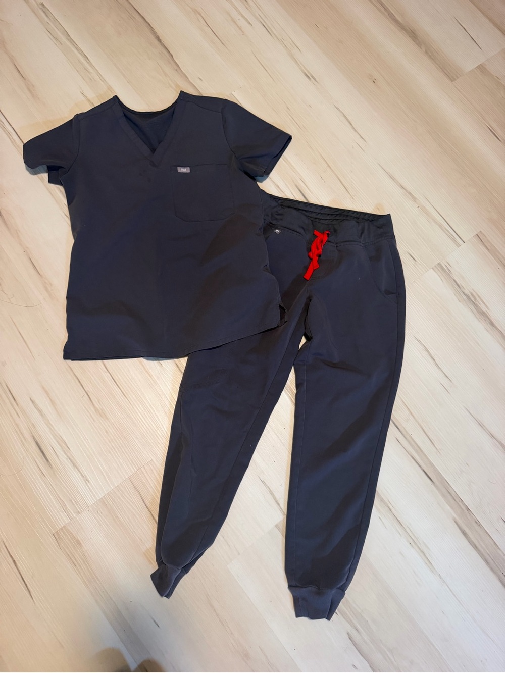 Figs Women's Black Jogger Sweatpants with Red Drawstring